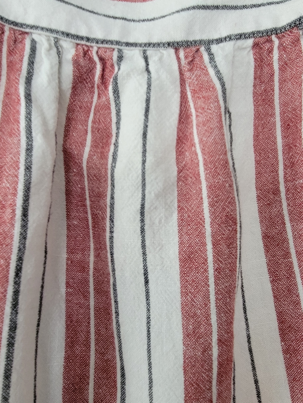 LOFT Red and White Vertical Stripe Square-Neck Linen Blend Blouse - Picture 6 of 6